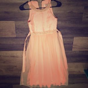 Pink beaded graduation dress